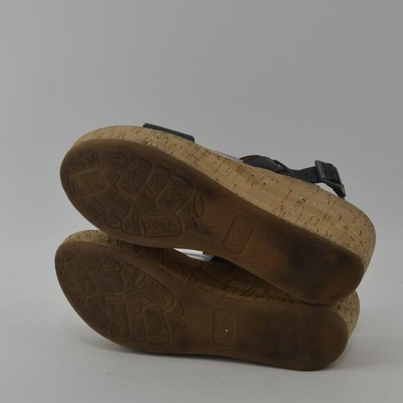 Korks By Kork-Ease Austin Black Leather Wedge Sandals Size 9 - Picture 10 of 16